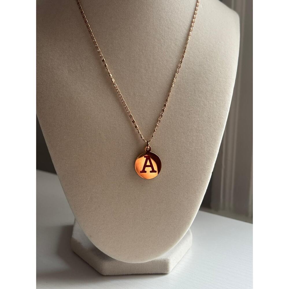 Gold Initial Necklace Letter A Pendant Minimal Dainty Personalized Jewelry - Picture 2 of 10